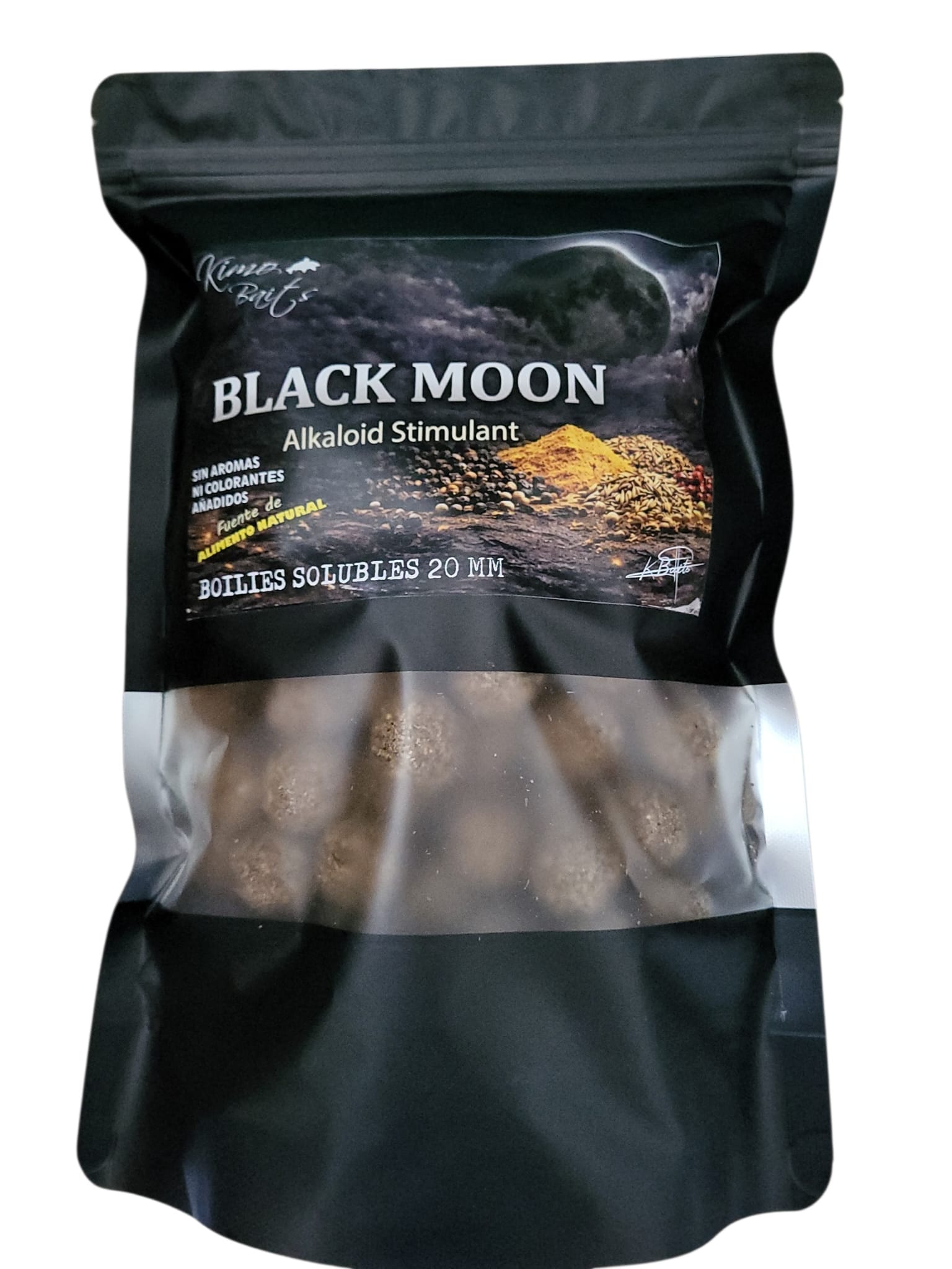 Boilies solubles Black Moon 20mm con extracto de ajo natural y alicina.